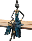 Bronze assis 35 cm bleu n°2 
