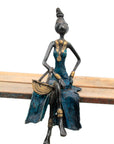 Bronze assis 35 cm bleu n°2 