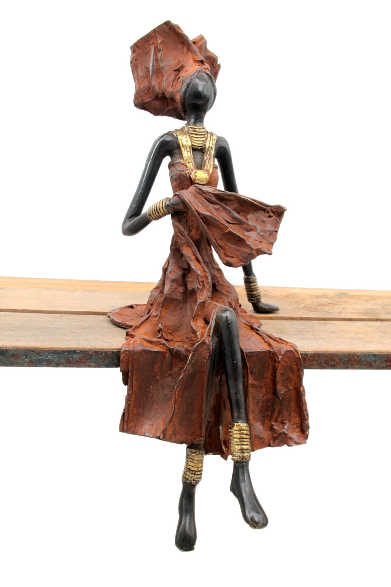 Bronze assis 40 cm marron n°6 