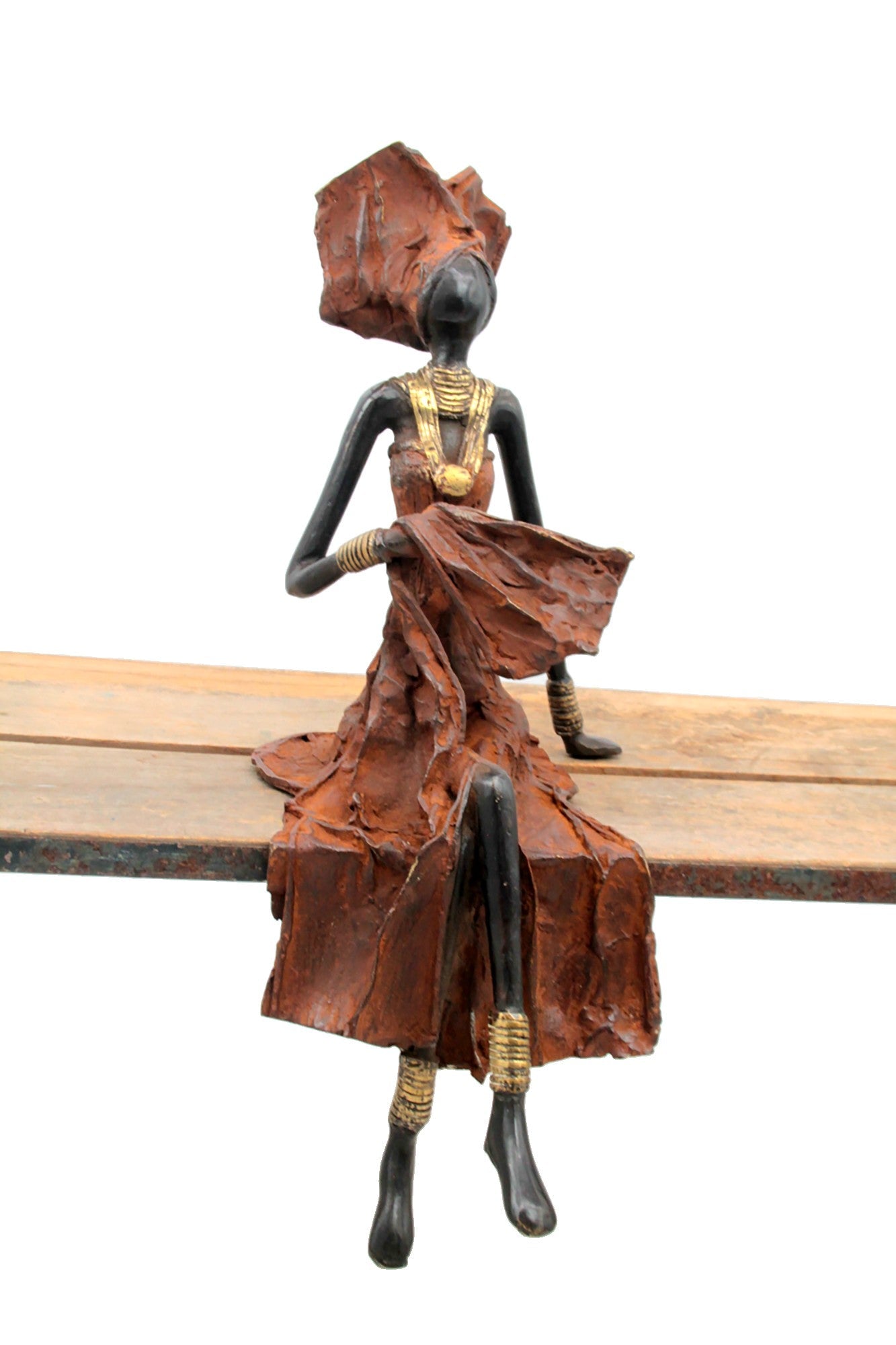 Bronze assis 40 cm marron n°6 