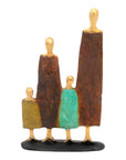 Famille 4 personnages marron et vert n°6 