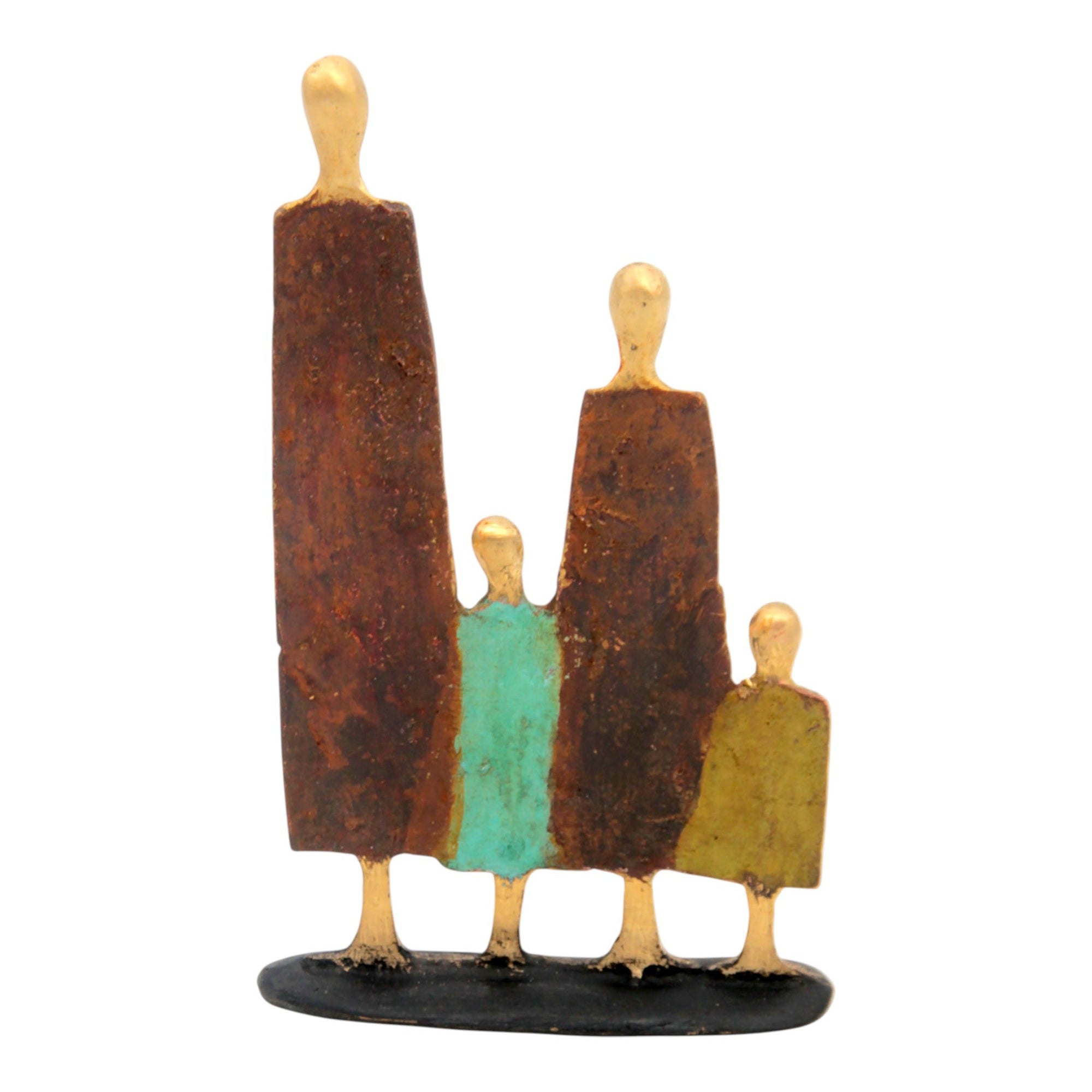 Famille 4 personnages marron et vert n°6 