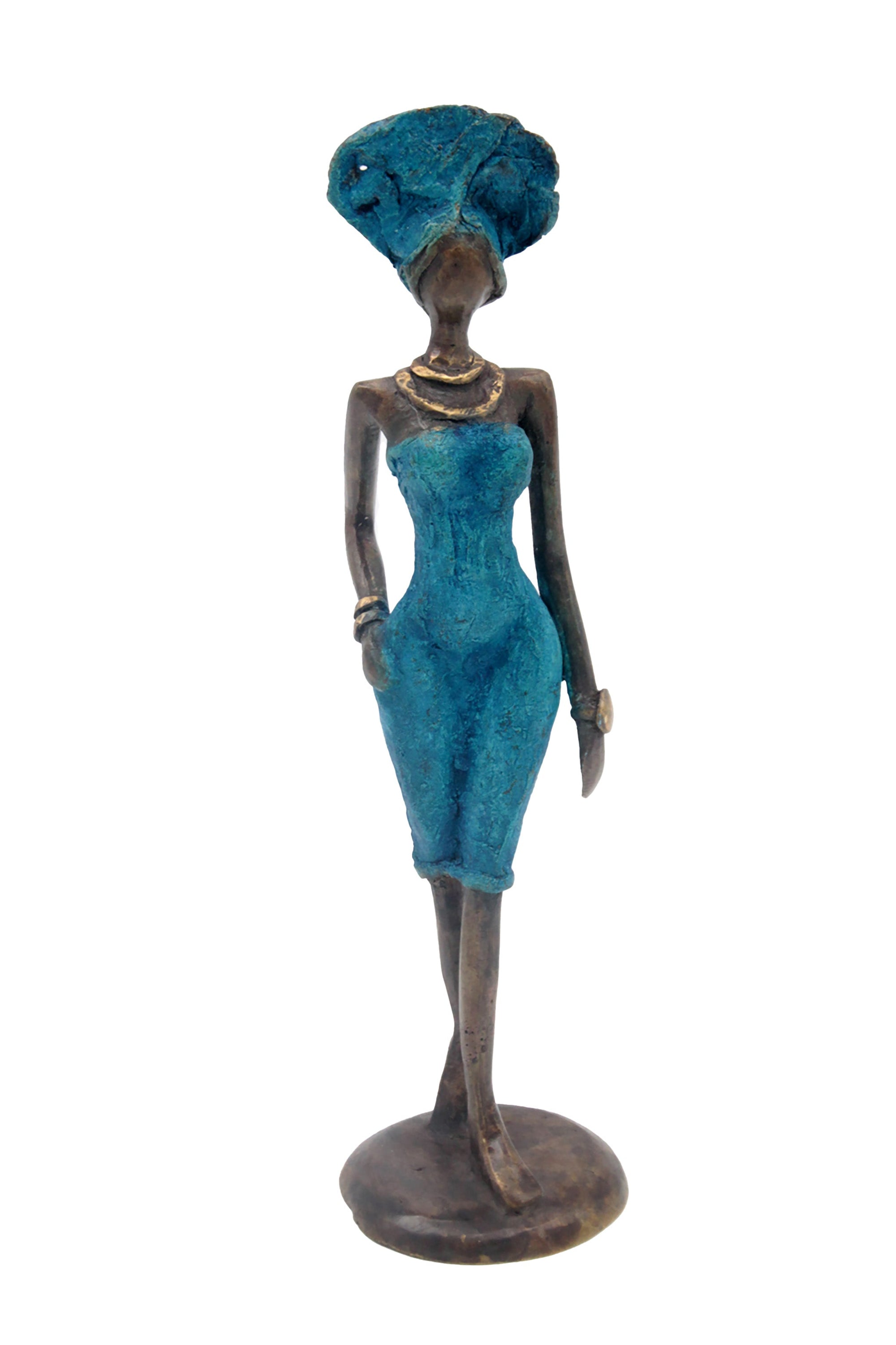 Bronze 30 cm bleu n°4 Bronzes d'Afrique