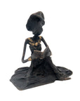 Bronze assis au sol 25 cm noir n°10 Bronzes d'Afrique
