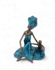 Bronze assis au sol 25 cm bleu n°4 