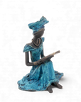 Bronze assis au sol 25 cm bleu n°3 