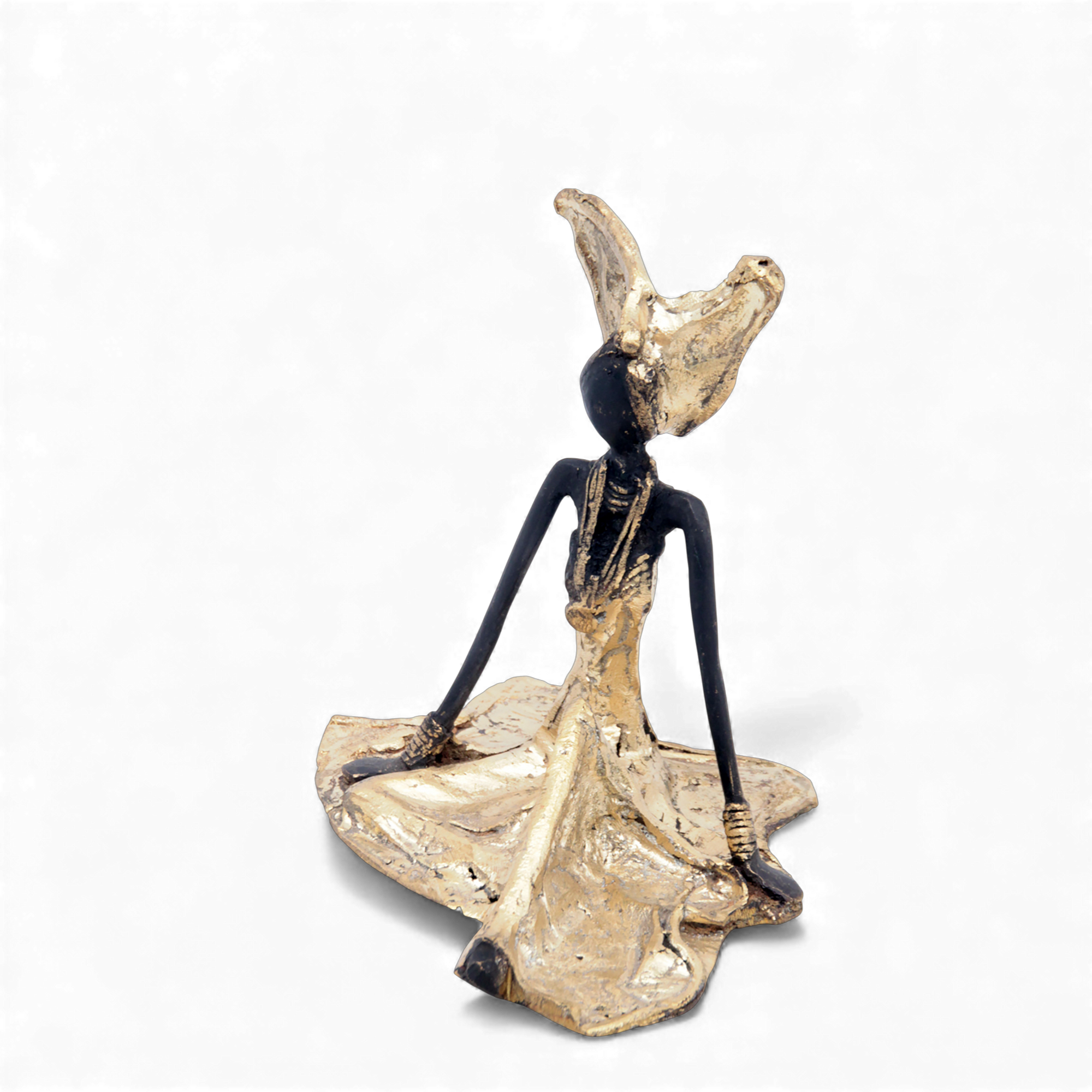 Bronze assis au sol 25 cm doré n°2 