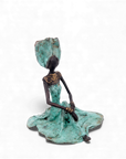 Bronze assis au sol 25 cm turquoise n°1 