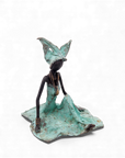 Bronze assis au sol 25 cm turquoise n°2 