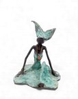 Bronze assis au sol 25 cm turquoise n°2 
