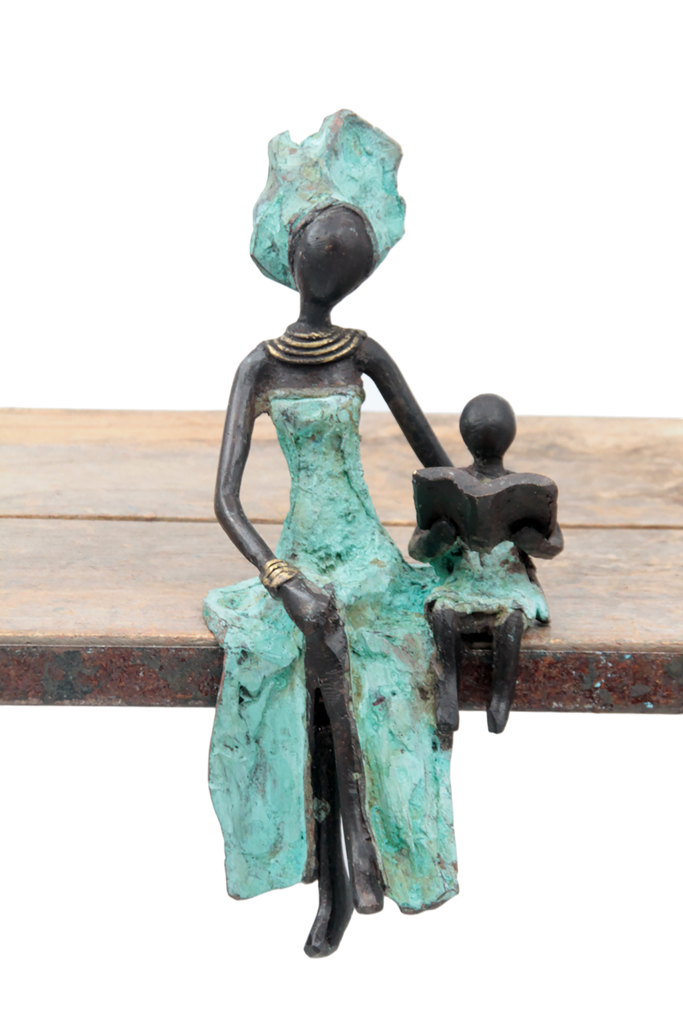 Bronze assis 20 cm turquoise n°11 