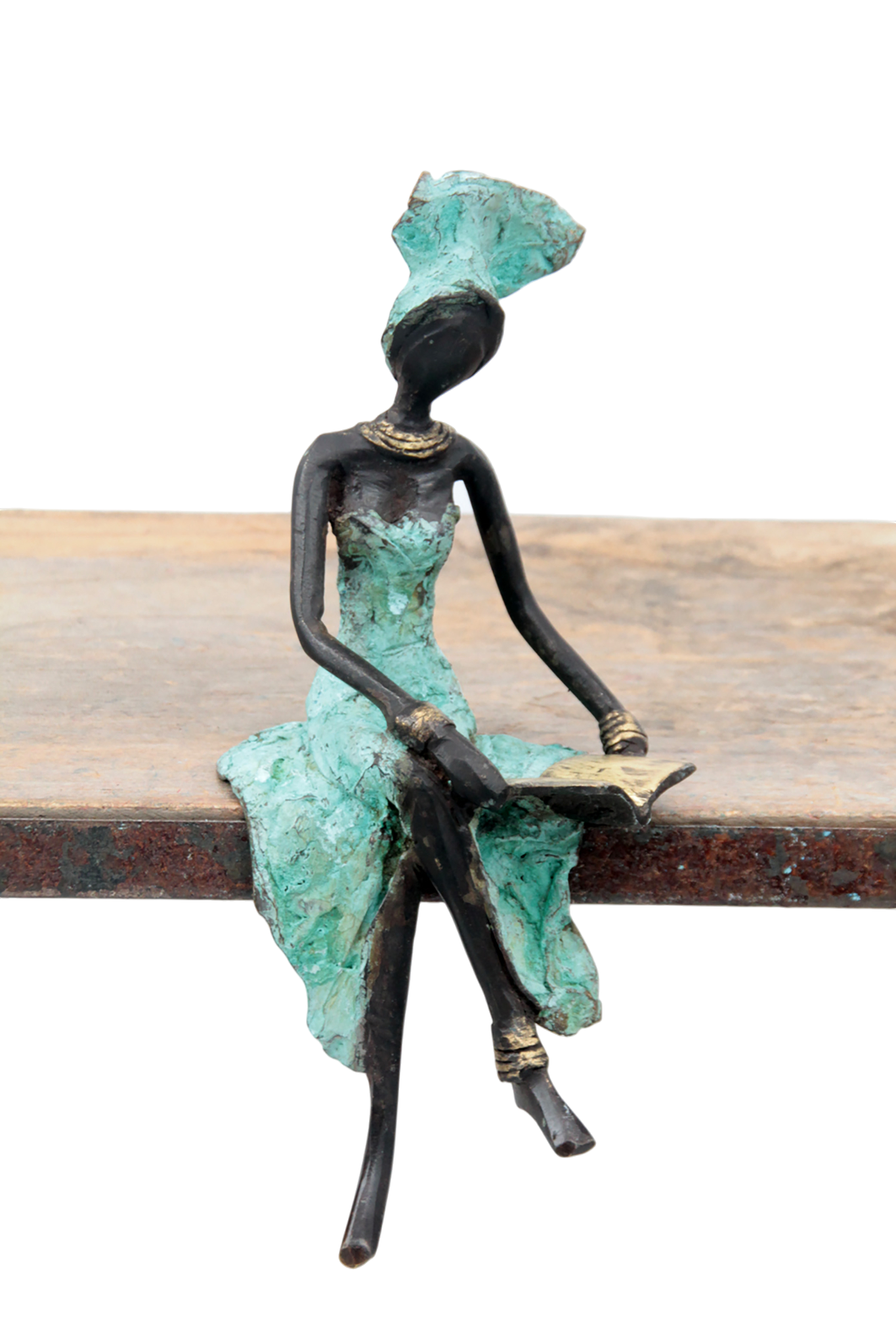 Bronze assis 20 cm turquoise n°12 
