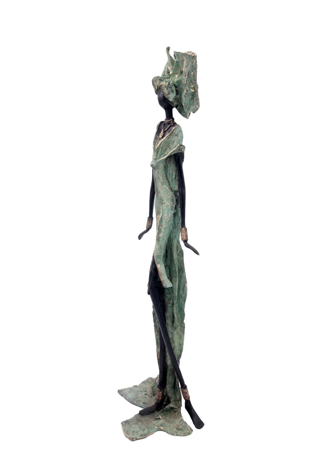 Bronze sans socle 55 cm vert et marron n°1 Bronzes d'Afrique
