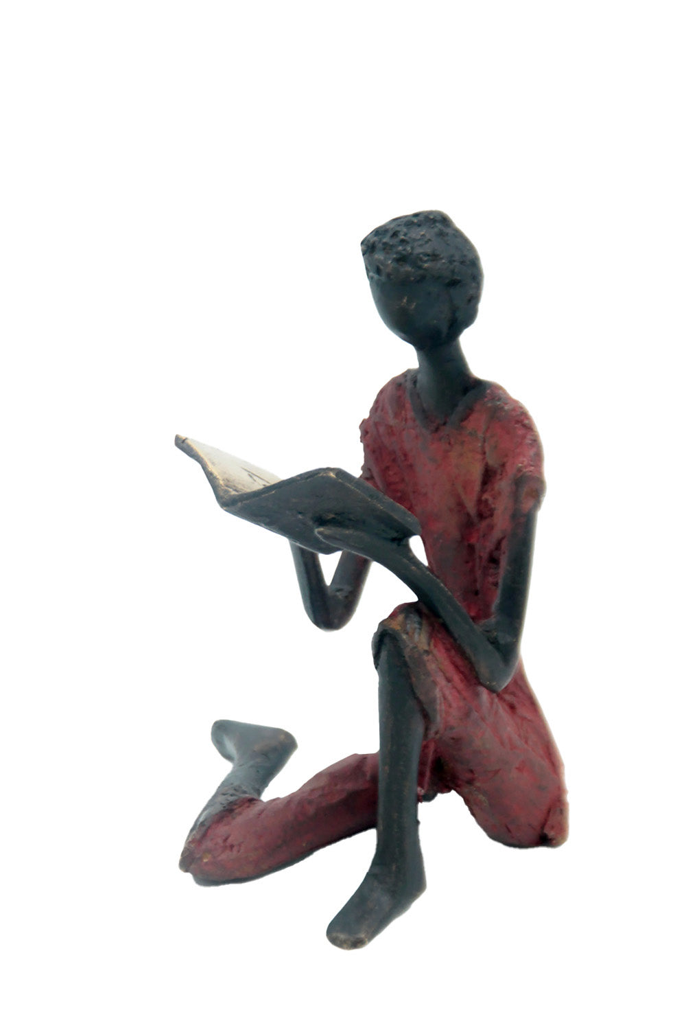 Bronze assis à poser 25 cm rouge n°10 Bronzes d'Afrique