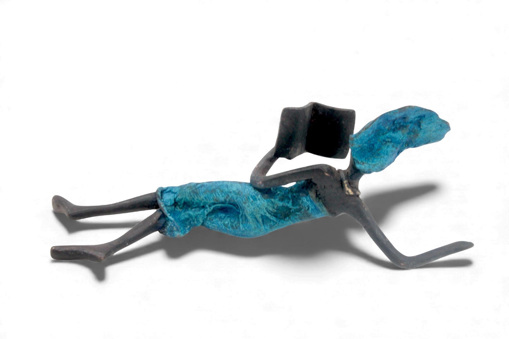 Bronze allongé 20 cm bleu n°1 