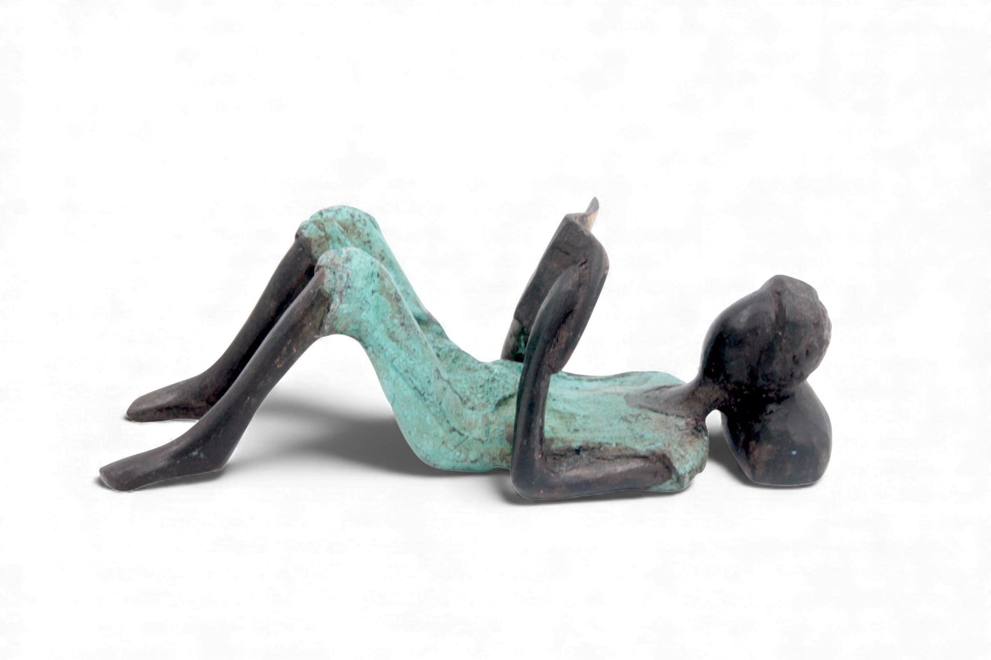 Bronze allongé 20 cm turquoise n°1 