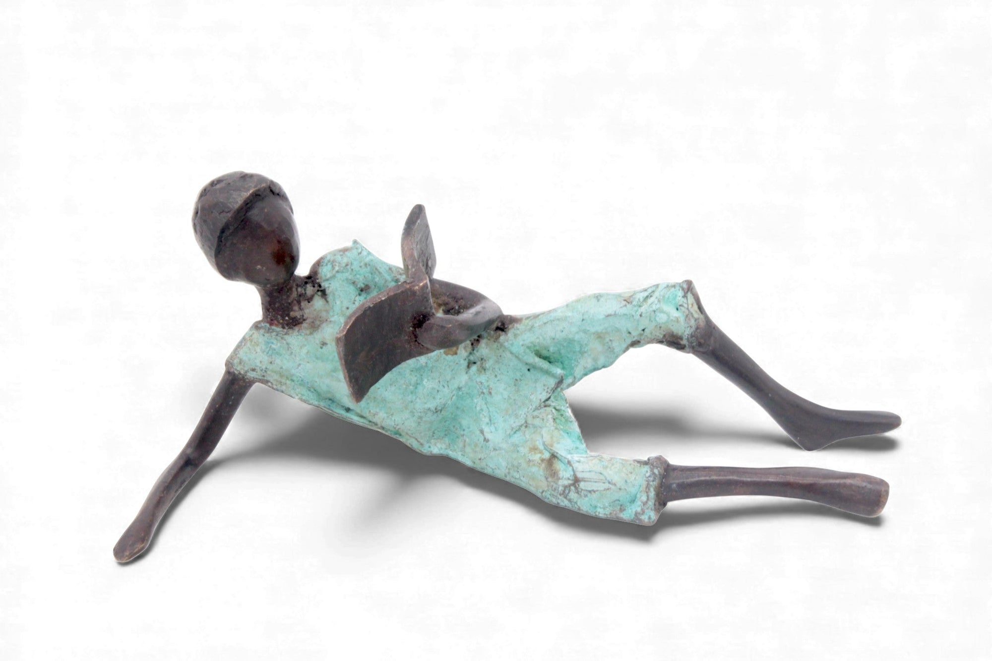 Bronze allongé 20 cm turquoise n°3 