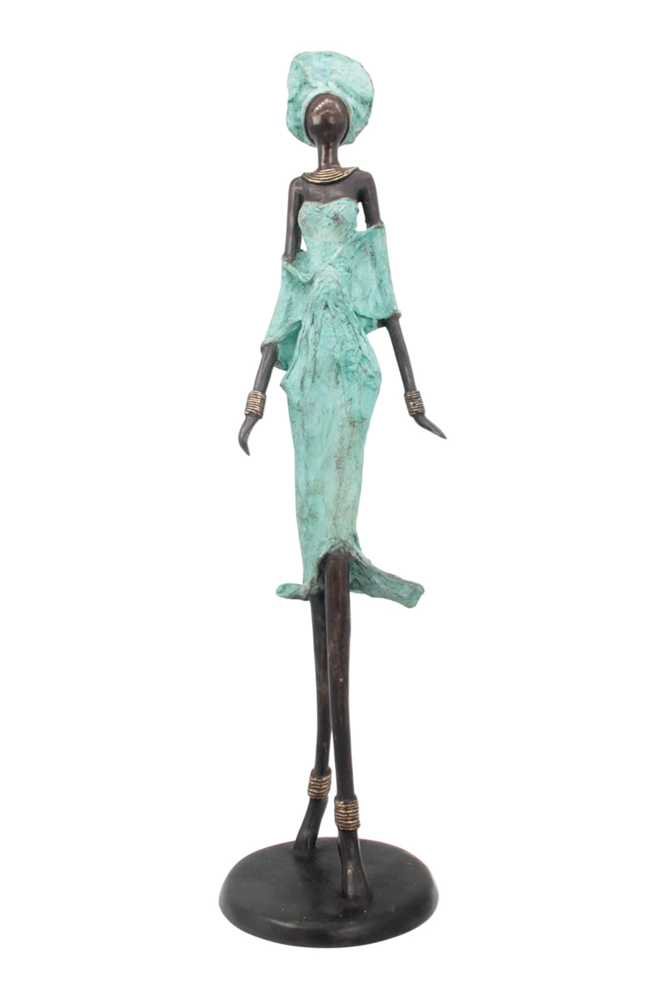 Bronze Issouf 70 cm turquoise n°1 