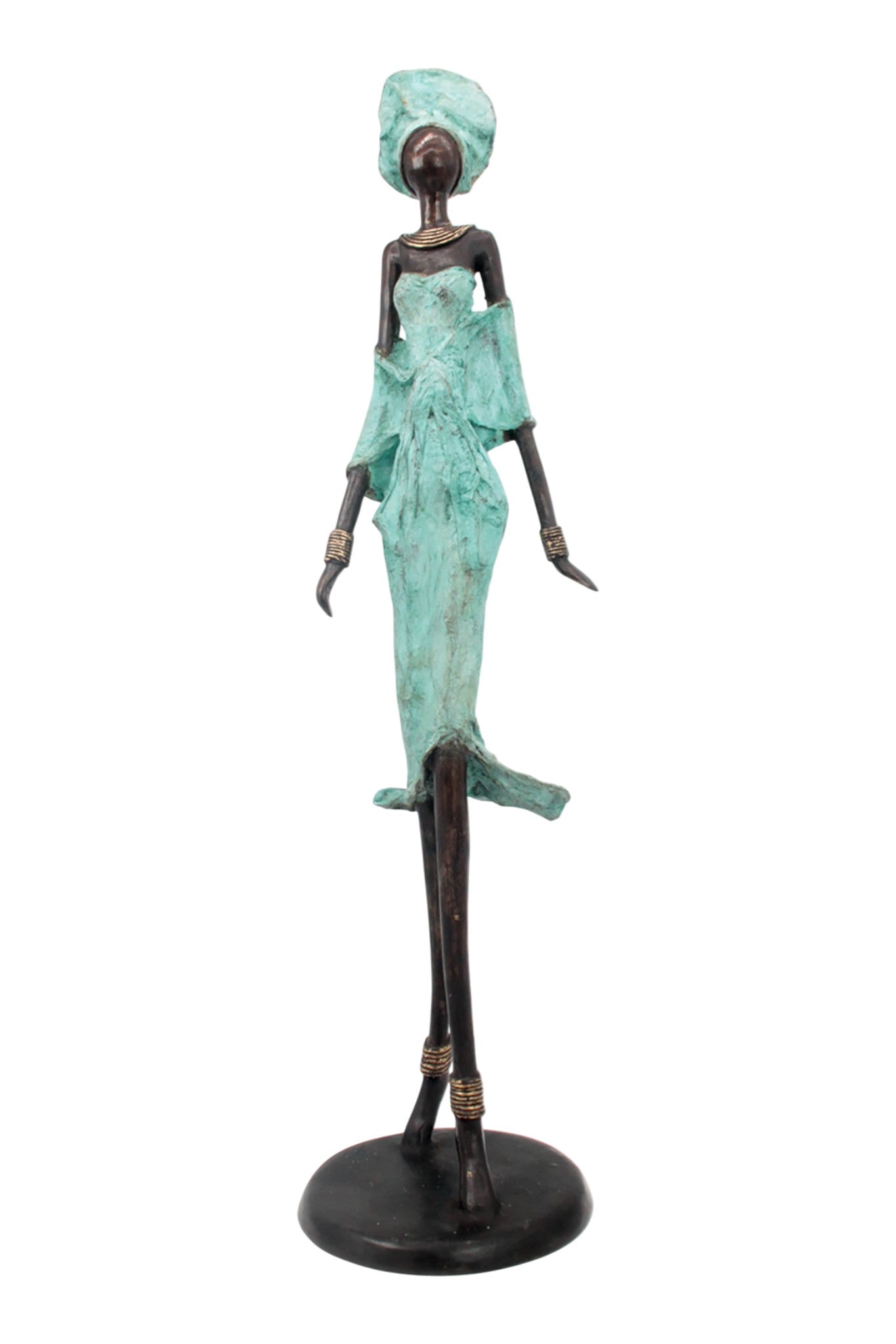 Bronze Issouf 70 cm turquoise n°1 