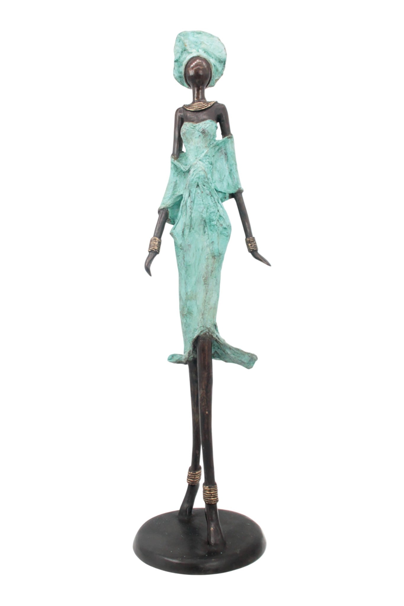 Bronze Issouf 70 cm turquoise n°1 
