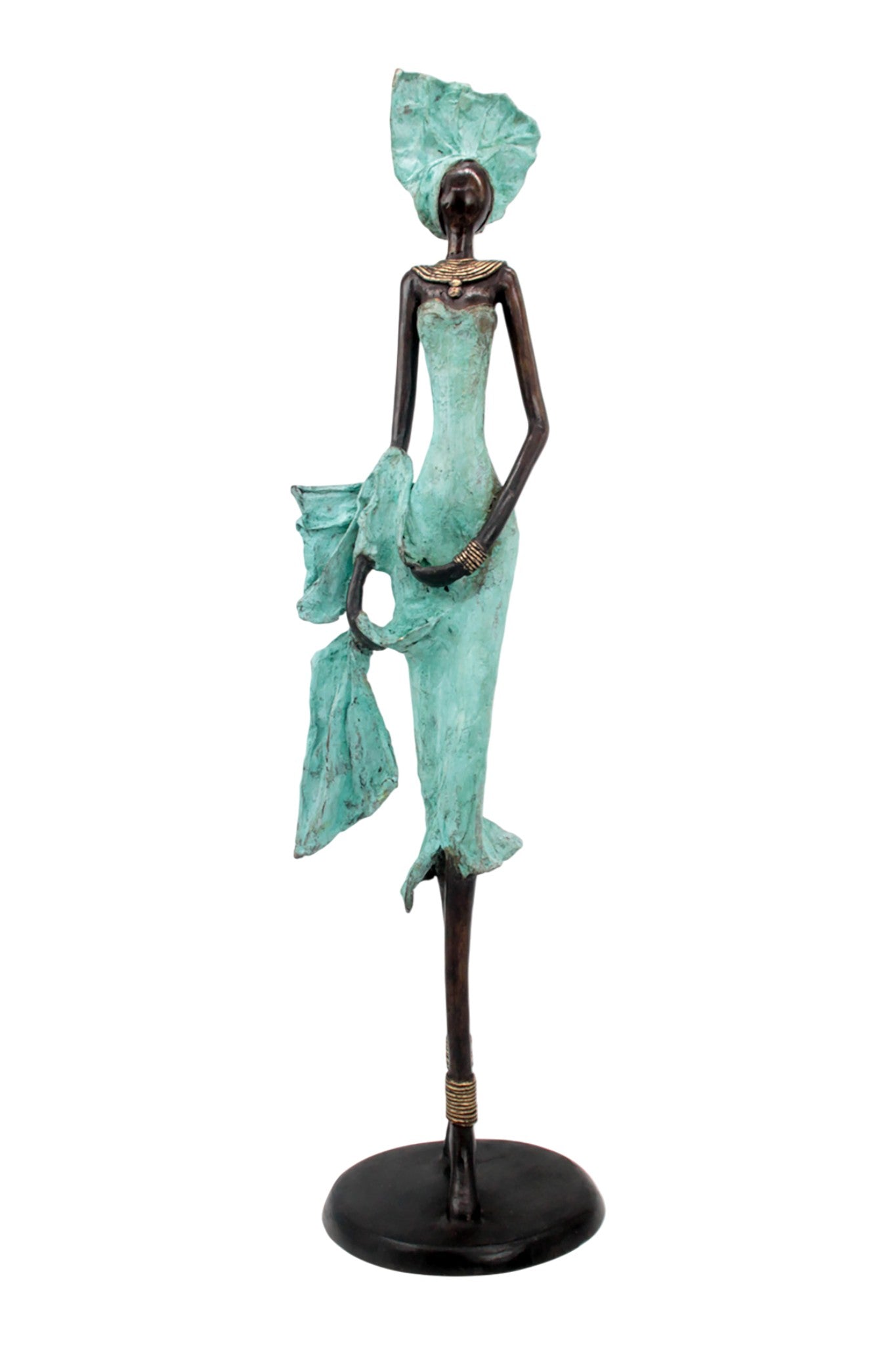 Bronze Issouf 70 cm turquoise n°2 