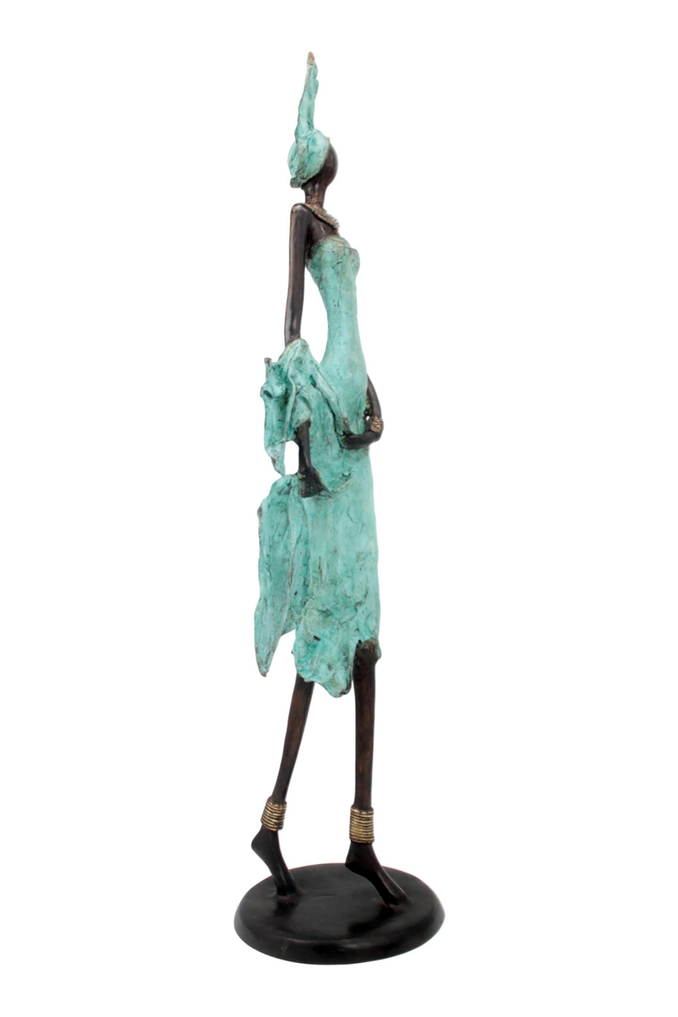 Bronze Issouf 70 cm turquoise n°2 