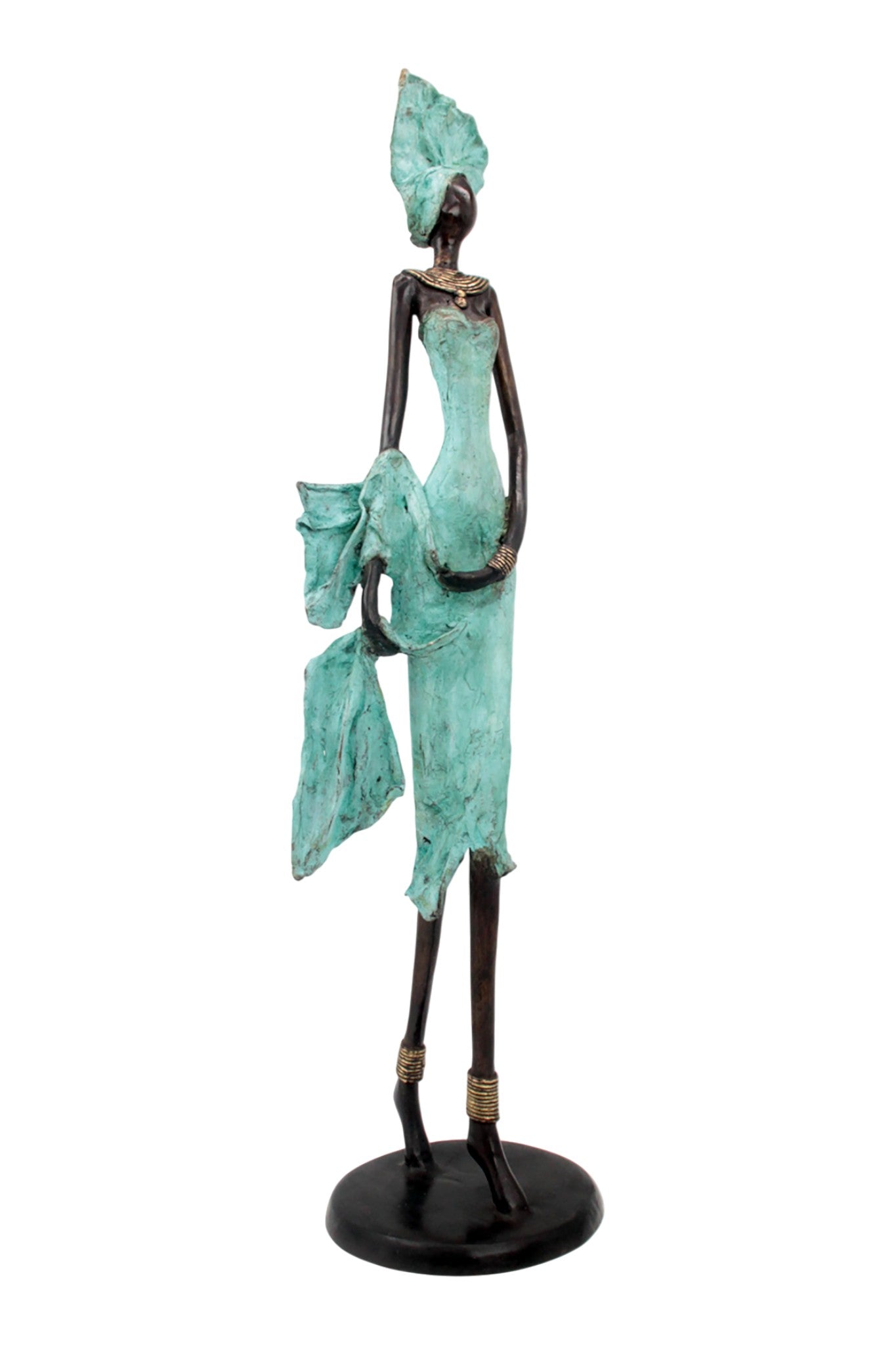 Bronze Issouf 70 cm turquoise n°2 