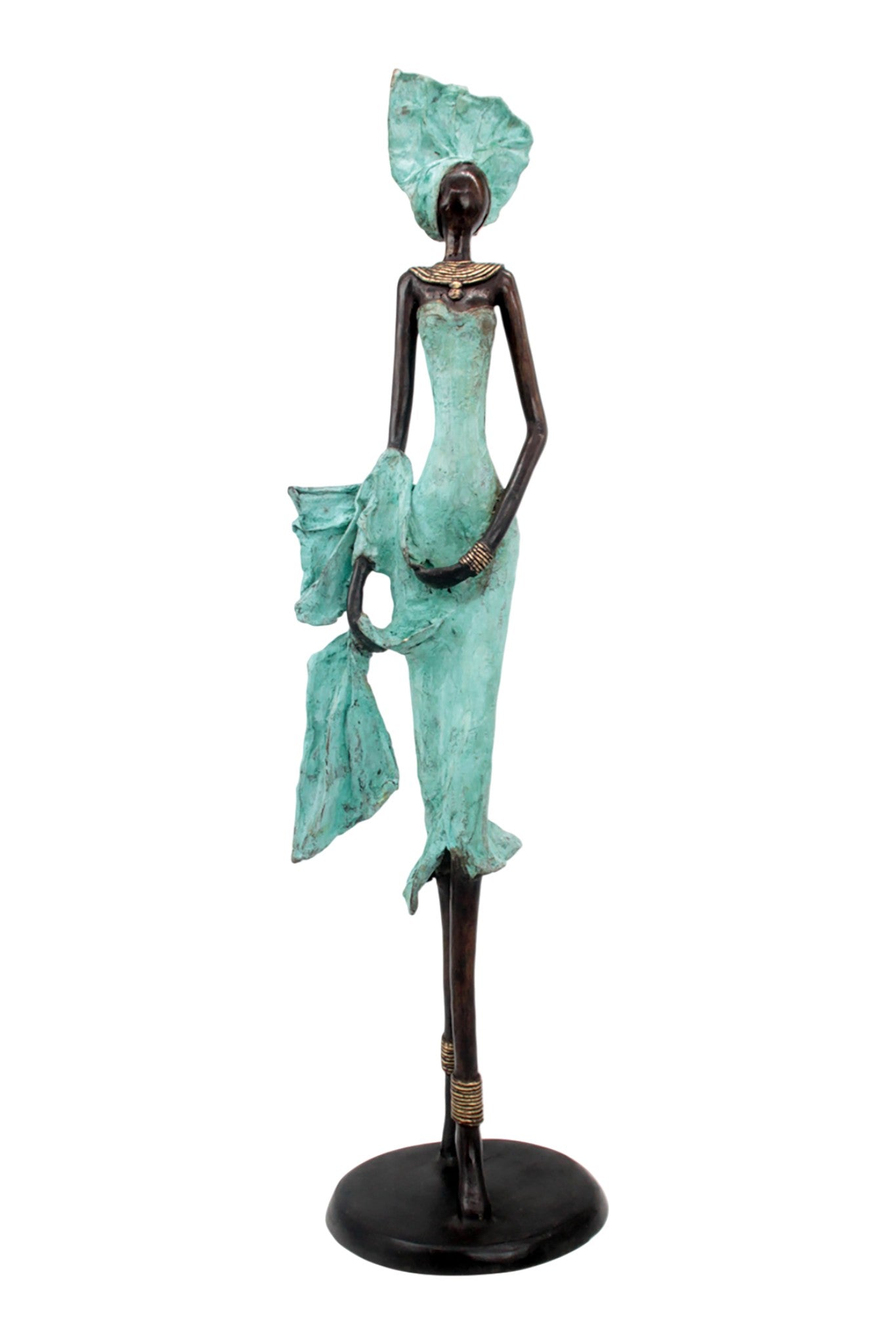 Bronze Issouf 70 cm turquoise n°2 