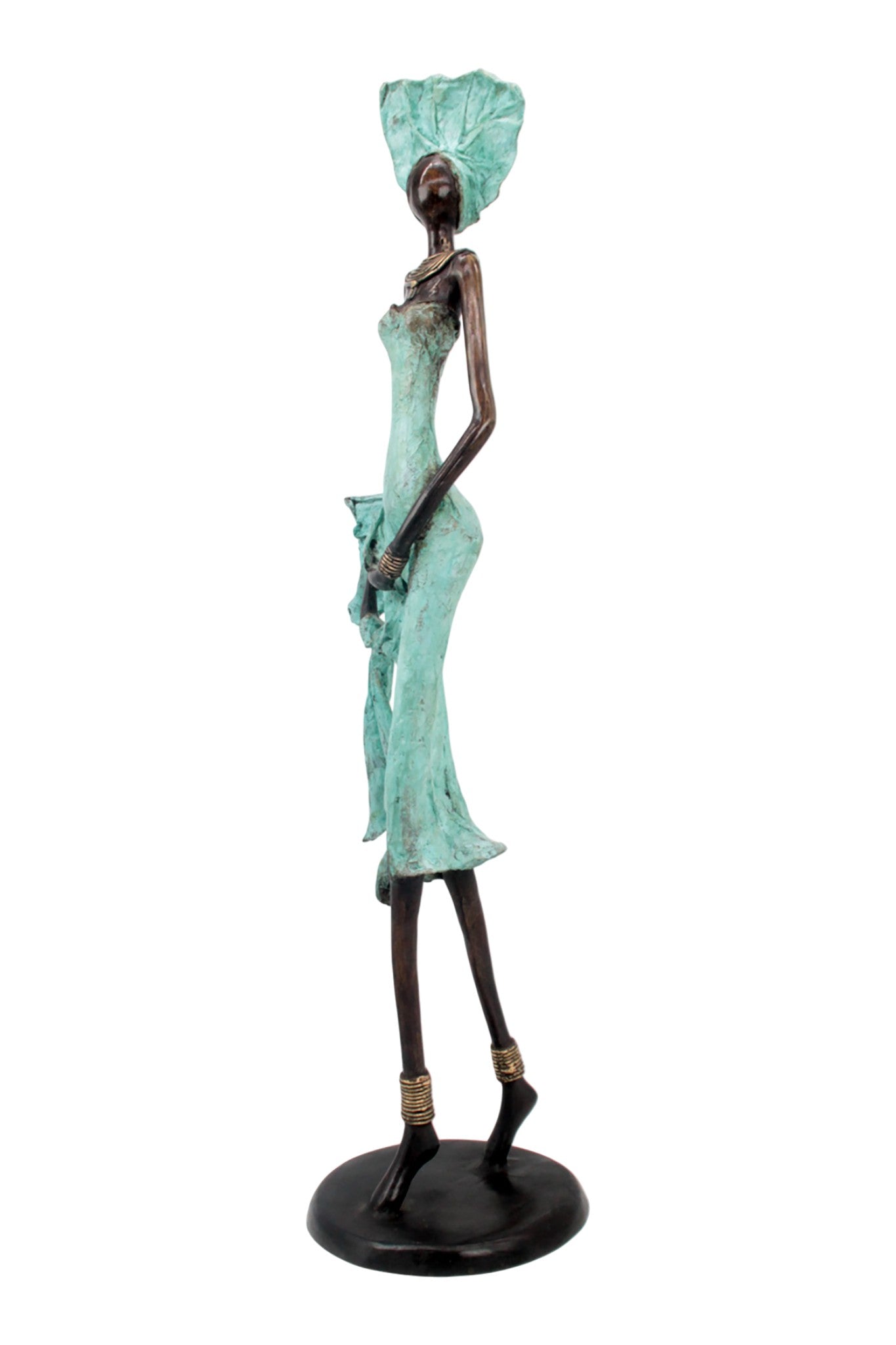 Bronze Issouf 70 cm turquoise n°2 