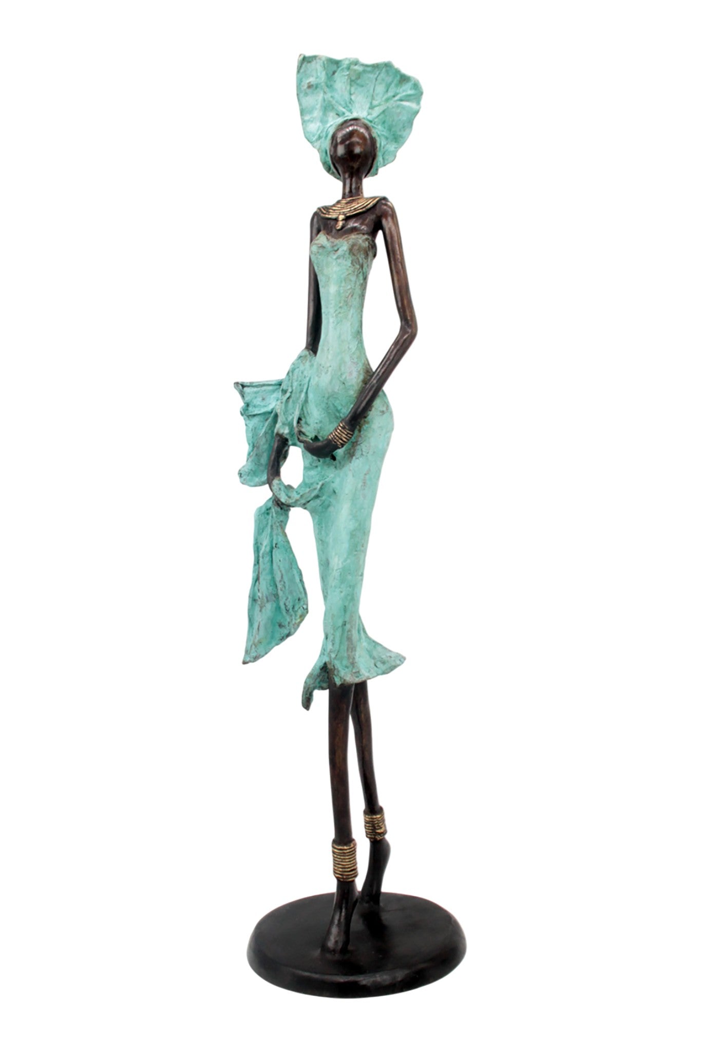 Bronze Issouf 70 cm turquoise n°2 