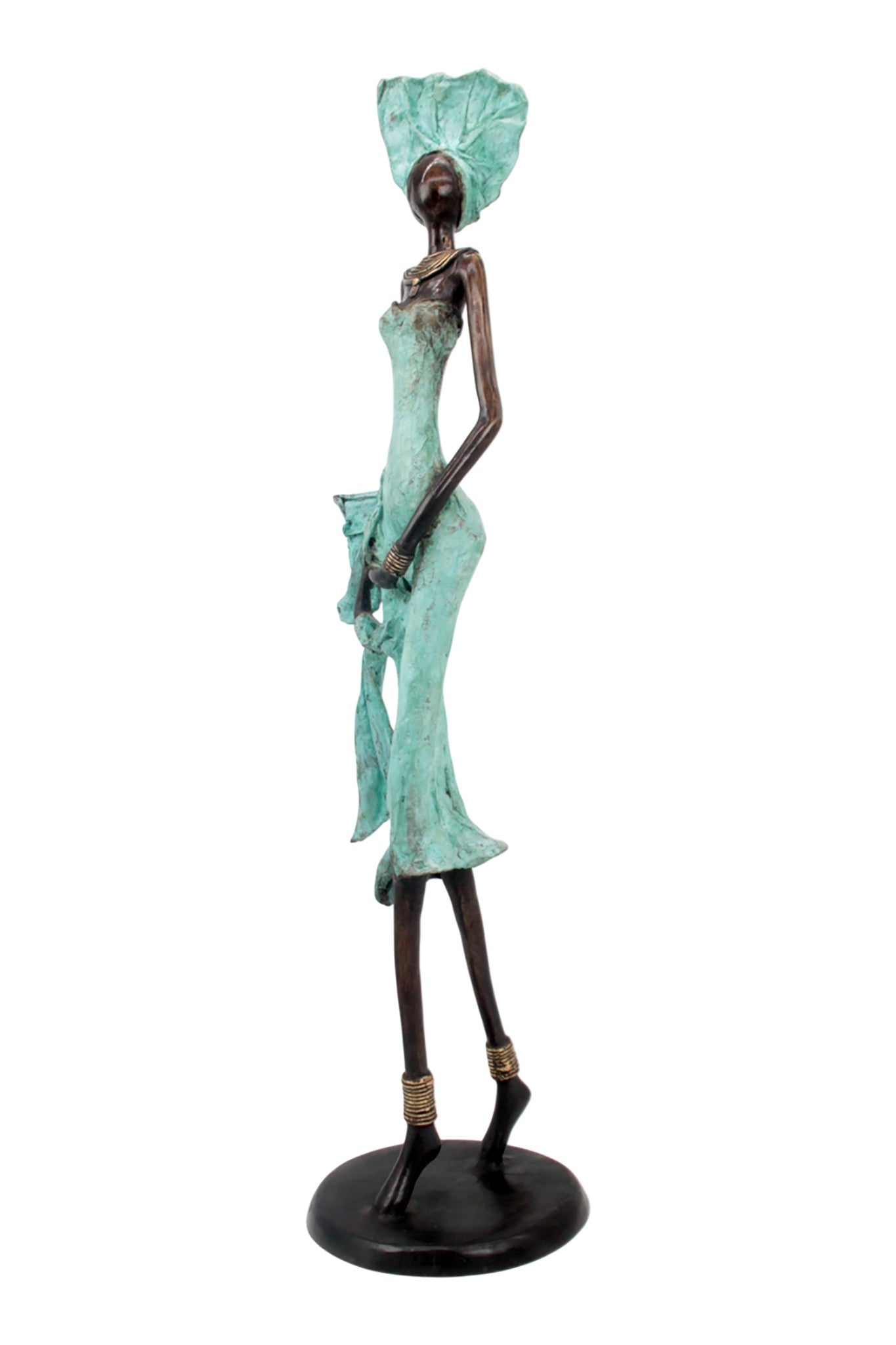 Bronze Issouf 70 cm turquoise n°2 