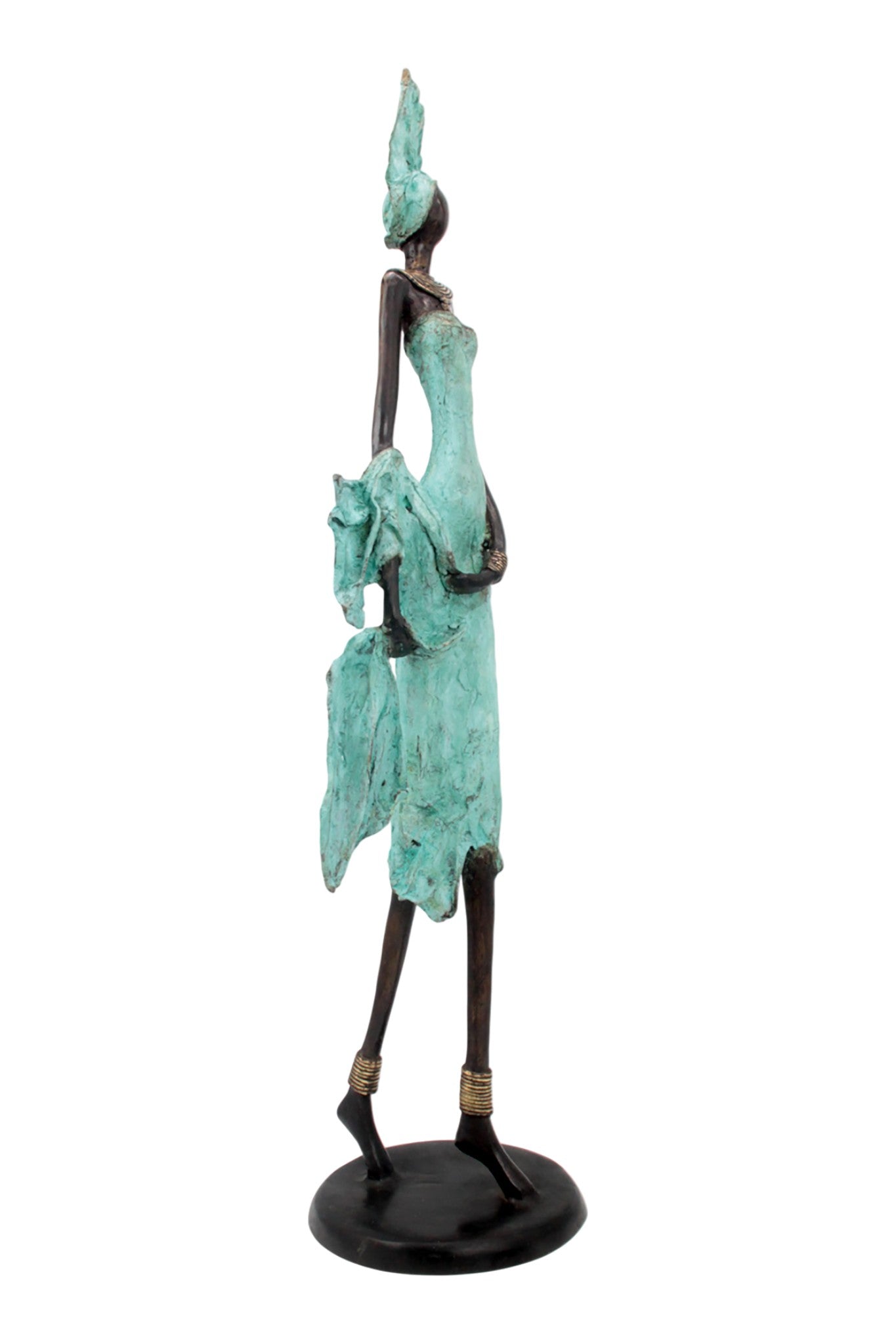 Bronze Issouf 70 cm turquoise n°2 