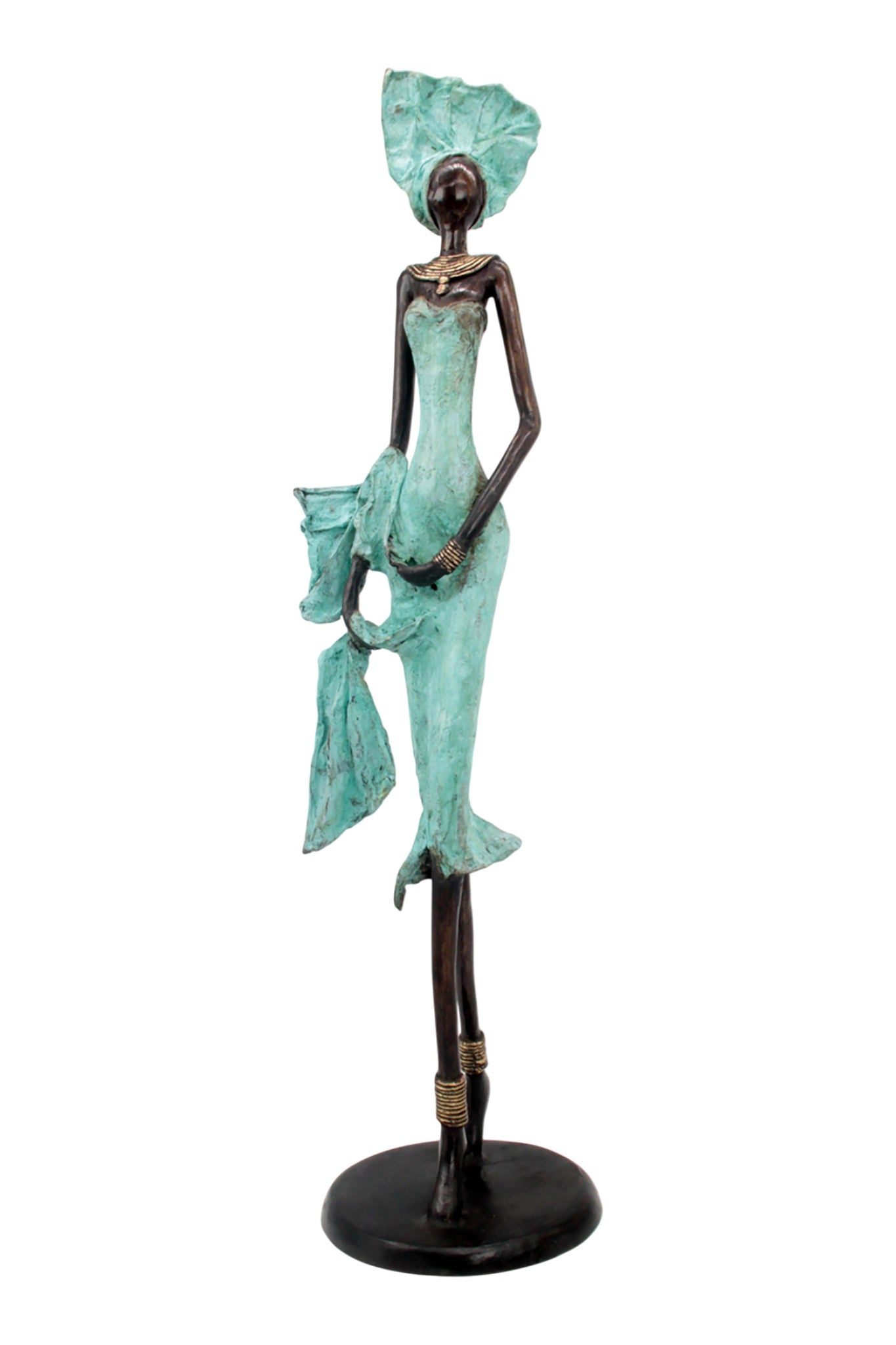 Bronze Issouf 70 cm turquoise n°2 