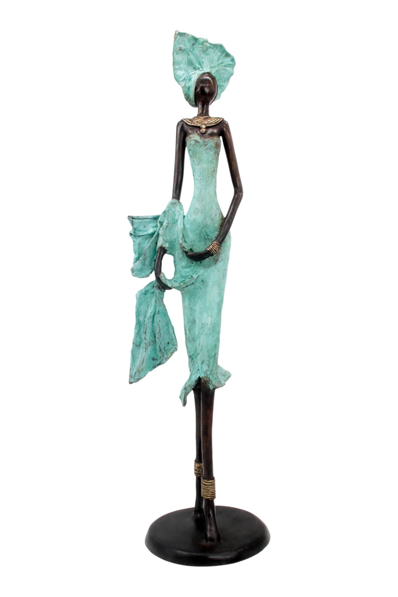 Bronze Issouf 70 cm turquoise n°2 