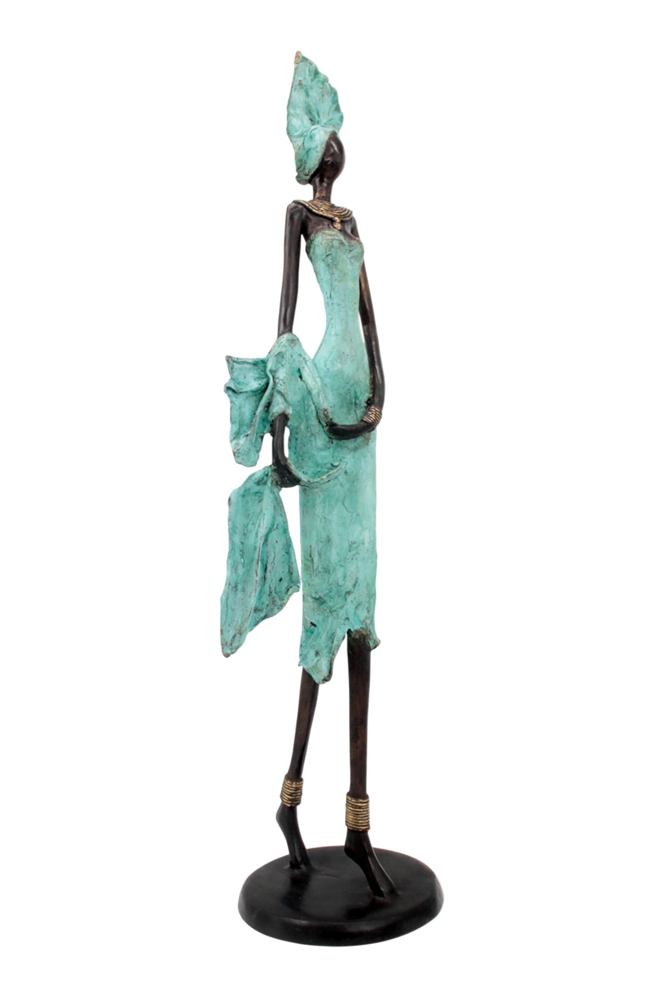 Bronze Issouf 70 cm turquoise n°2 