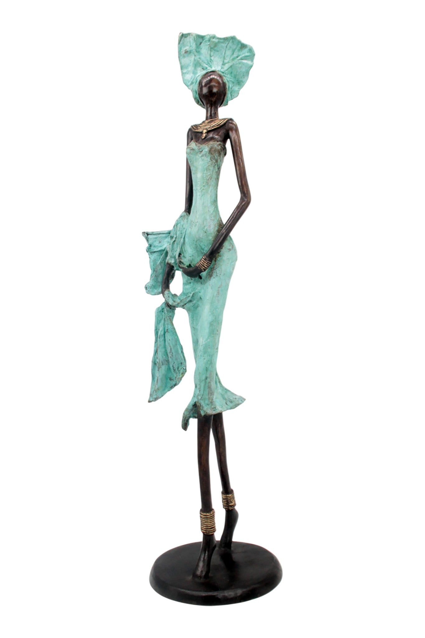 Bronze Issouf 70 cm turquoise n°2 