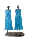 Famille 35 cm bleue n°1 Bronzes d'Afrique