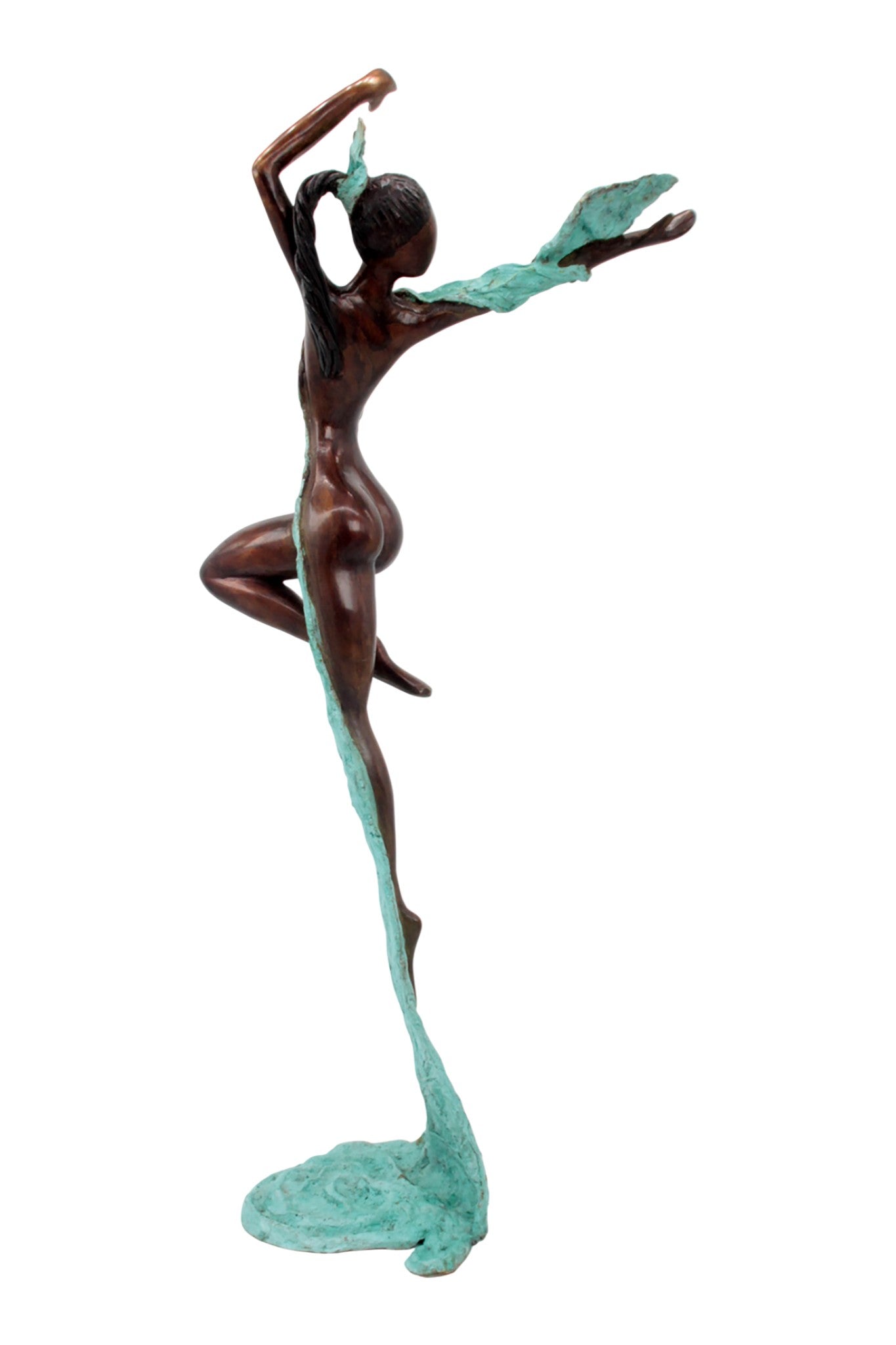 Bronze Issouf danseuse 70 cm turquoise n°2 