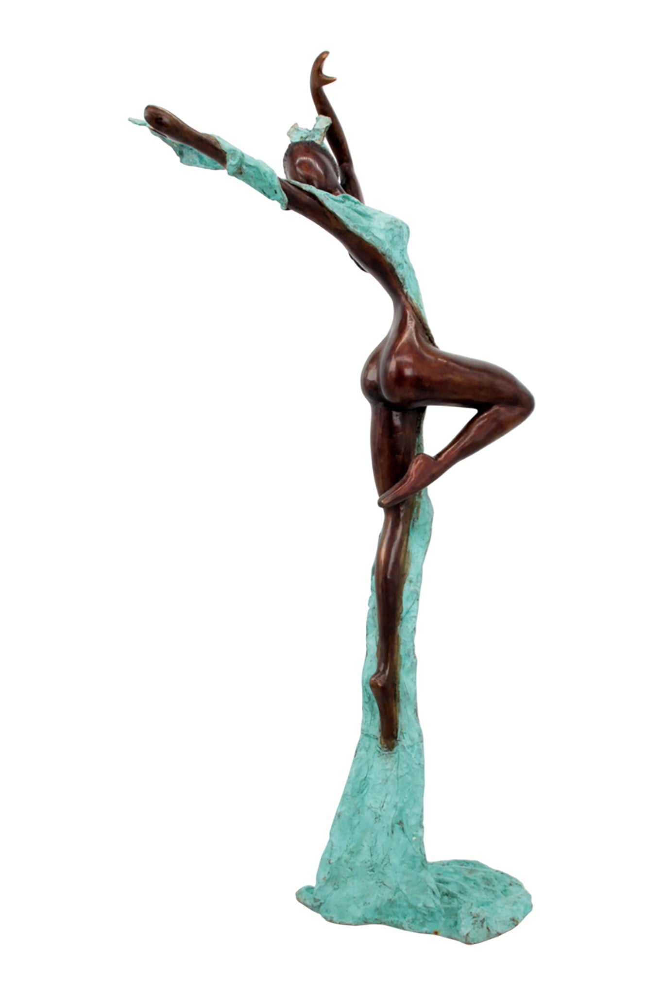 Bronze Issouf danseuse 70 cm turquoise n°2 