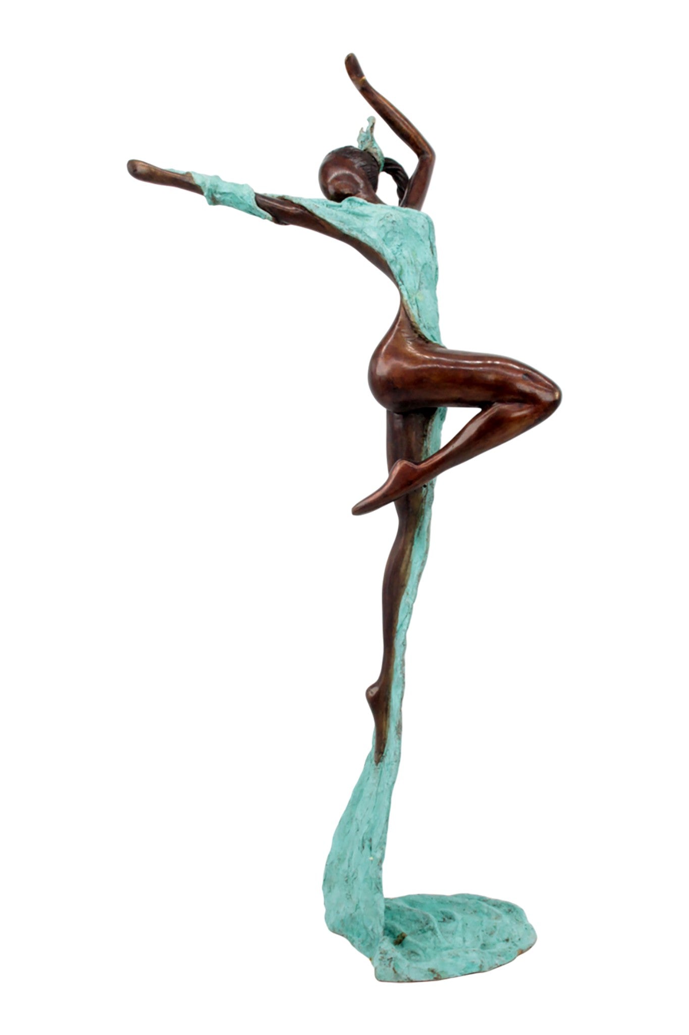 Bronze Issouf danseuse 70 cm turquoise n°2 