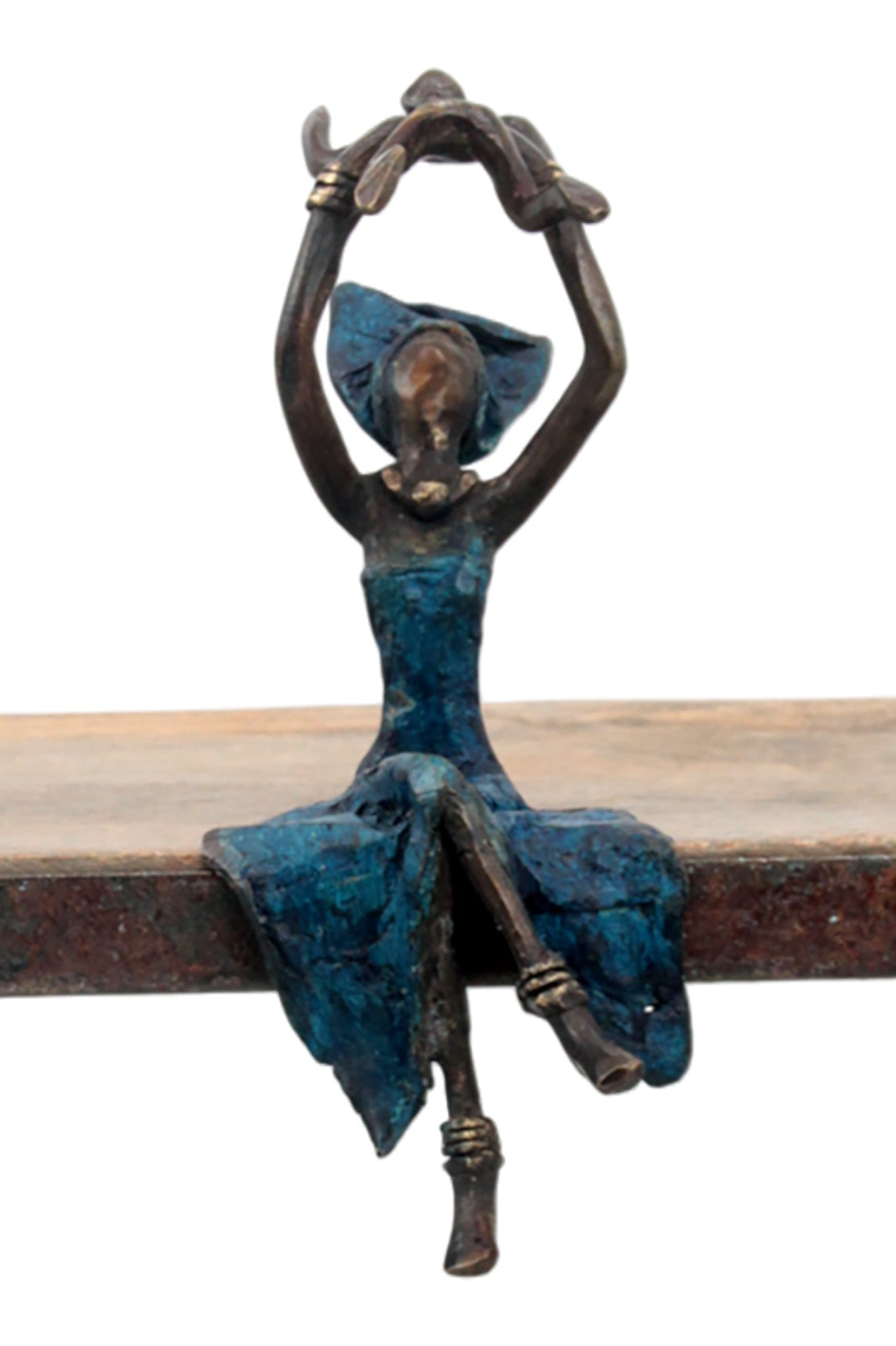 Bronze assis 15 cm bleu n°2 