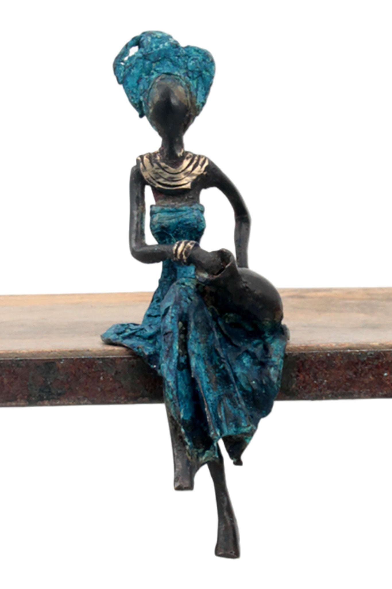 Bronze assis 15 cm bleu n°5 