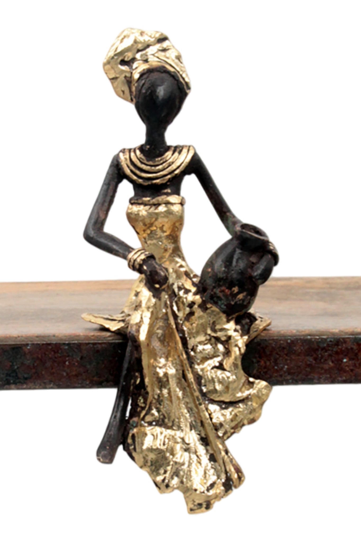 Bronze assis 15 cm doré n°2 