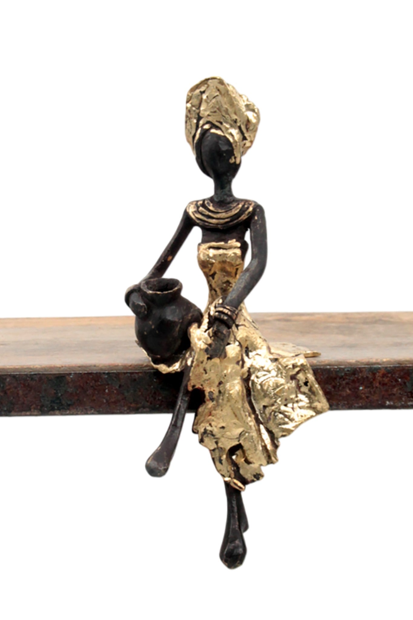 Bronze assis 15 cm doré n°6 