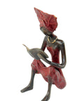 Bronze assis à poser 25 cm rouge n°11 Bronzes d'Afrique