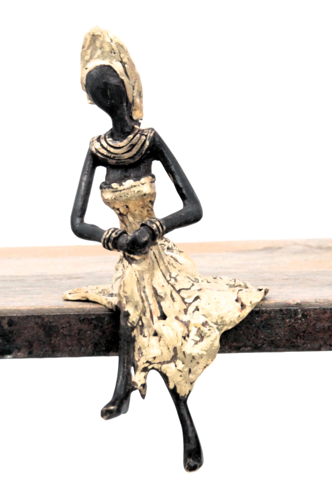 Bronze assis 15 cm doré n°10 