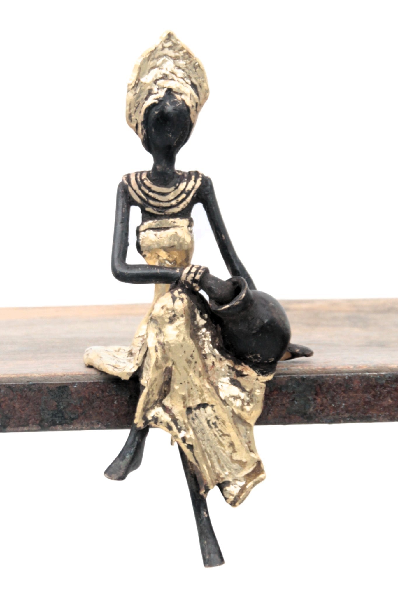 Bronze assis 15 cm doré n°12 