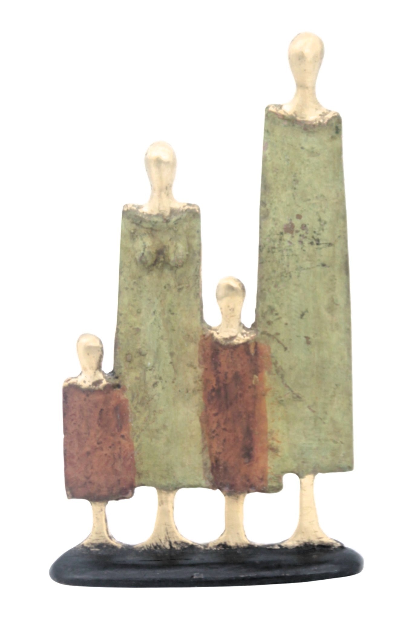 Famille 4 personnages marron et vert n°1 