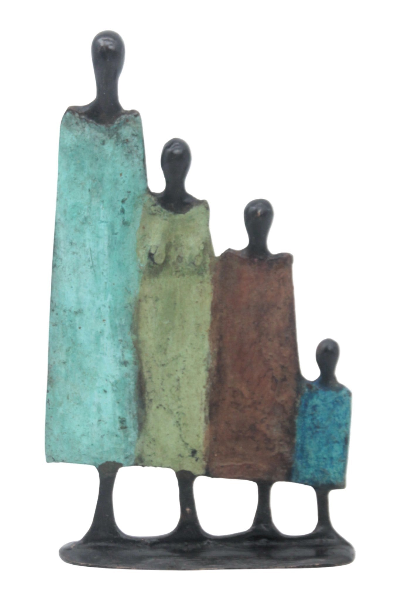 Famille 4 personnages marron et vert n°3 