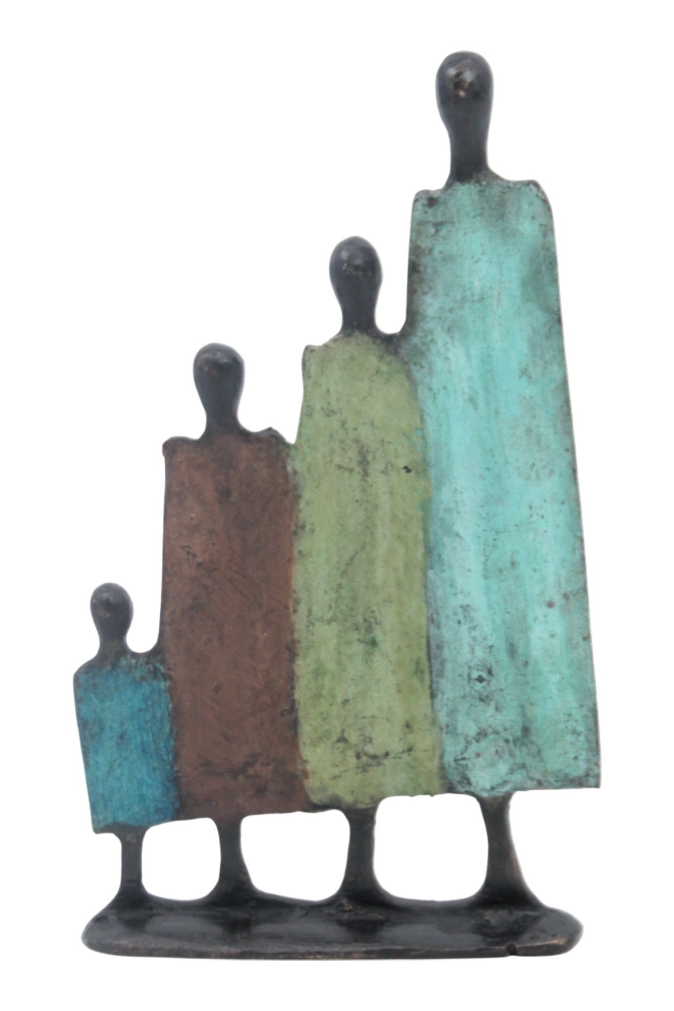 Famille 4 personnages marron et vert n°3 